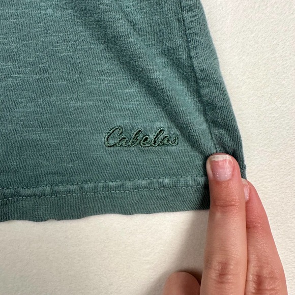 Cabela's Women's Size M V Neck 3/4 Sleeve Blouse Top 100%‎ Cotton - Picture 3 of 10